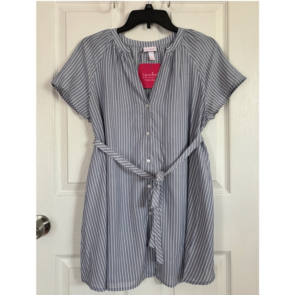 Isabel Maternity Blue and White Striped Dress